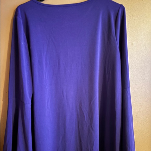 Michael Kors Women’s Long Sleeve V-Neck Purple Blouse LG - Picture 2 of 4